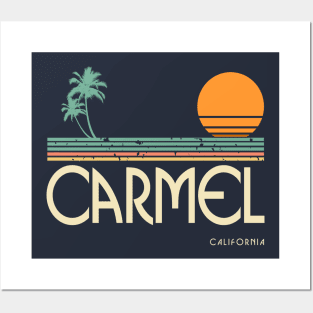 Carmel California Sunset and Palm Trees Posters and Art